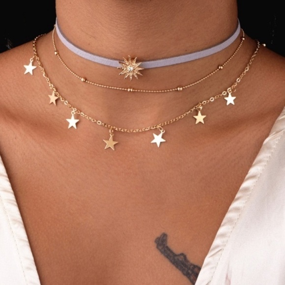 Unique Boho Sun/Star Multi Layer Choker - Picture 2 of 6